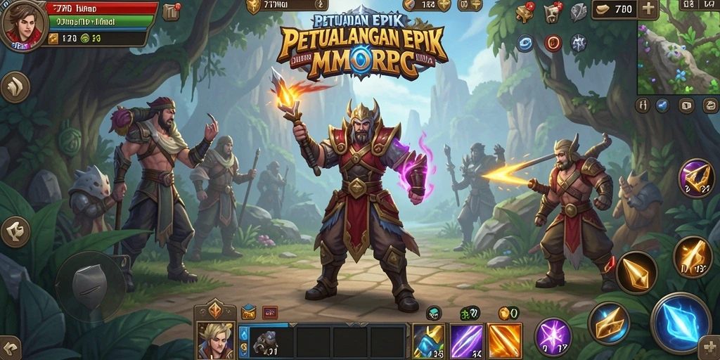 Screenshot 77RP menunjukkan aksi pertarungan seru dalam dunia MMORPG.