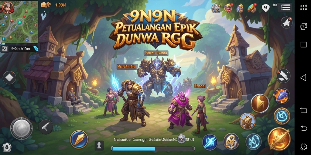 Tangkapan layar dari gameplay <strong>9N9N</strong> yang menunjukkan pertempuran epik dalam dunia RPG.
