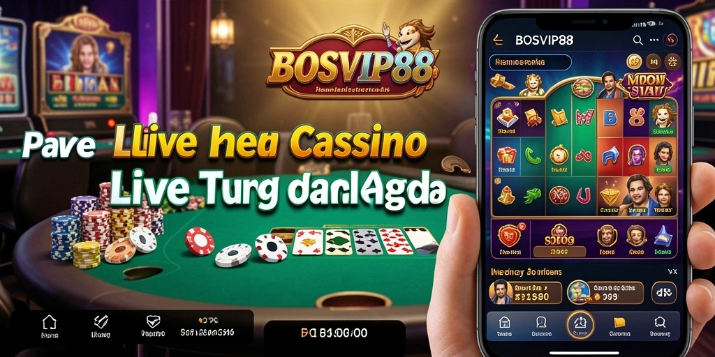 Gameplay seru di BOSVIP88 dengan dealer langsung dan suasana kasino.