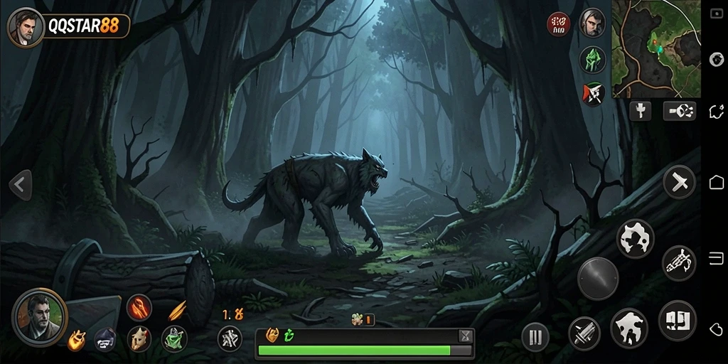 Screenshot gameplay QQSTAR88 menampilkan kegelapan dan ketegangan yang mendalam.