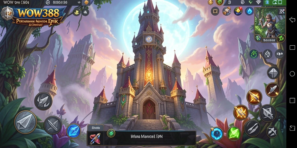 Tangkapan layar menampilkan serangan menara dalam gameplay Tower Defense.