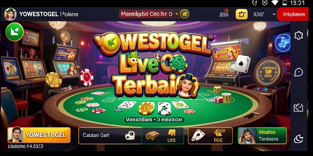 Tampilan gameplay YOWESTOGEL dengan dealer live dan suasana kasino.