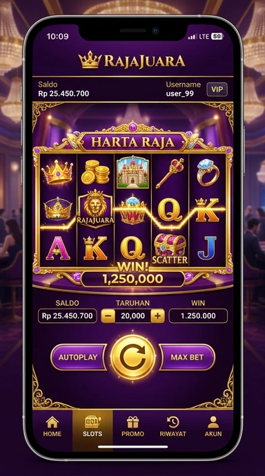 Screenshot papan aplikasi rajajuara yang menampilkan pembaruan terkini.